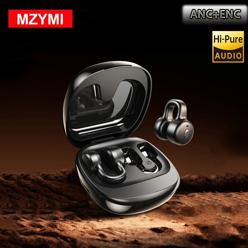 

MZYMI CT11 Bone Conduction Wireless Bluetooth5.3 Headphones TWS Ear Clip Earphone Full Color Touch LCD Screen Headset with Mic