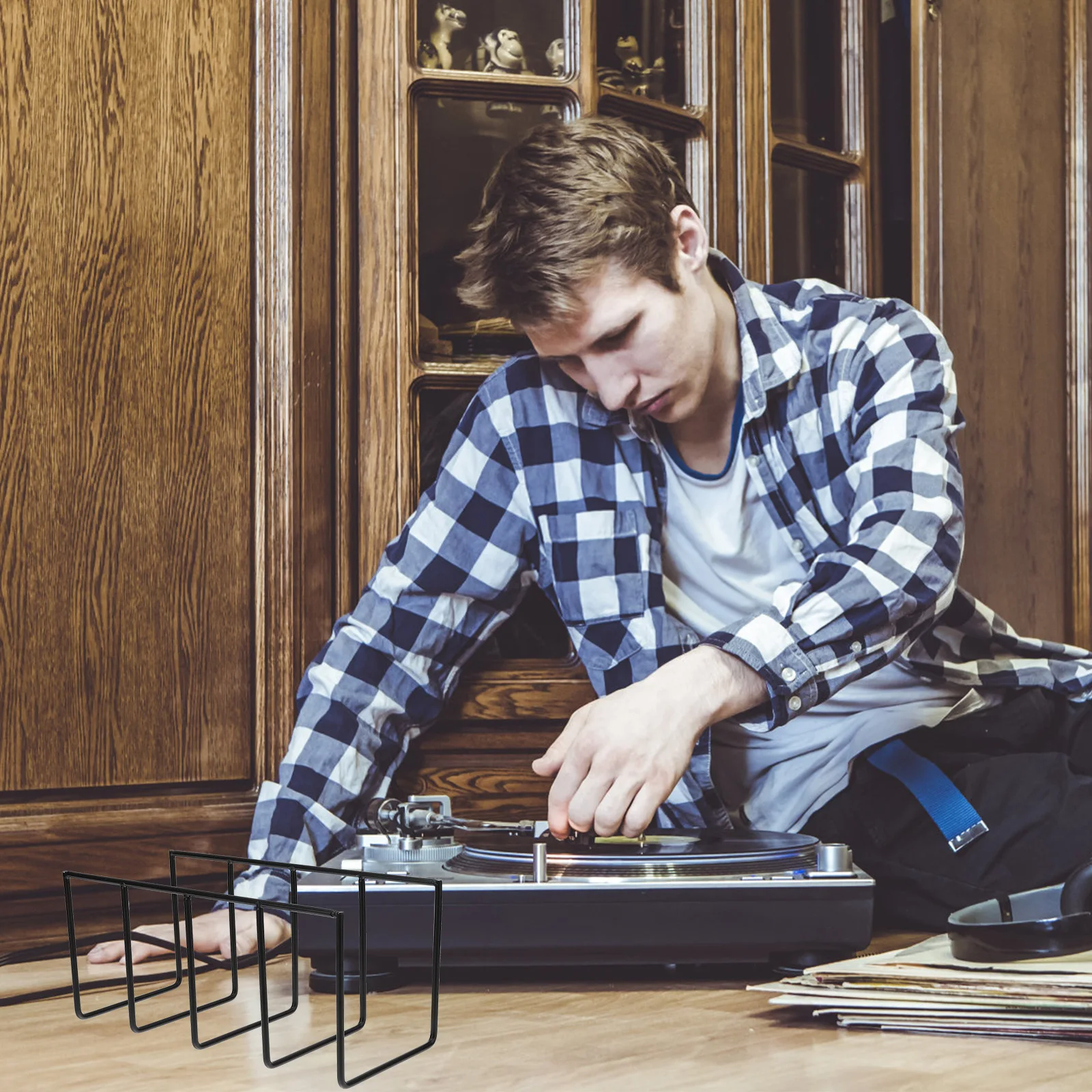 

Multifunctional Iron Record Display Rack Durable Desktop Storage Organizer For Cd Notebook Records Large Capacity Smooth Surface