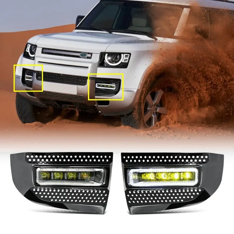 

Для Land Rover Defender 90 110 130 2020-2024 светодиодные противотуманные фары пара DRL водонепроницаемые внедорожные фонари слева и справа