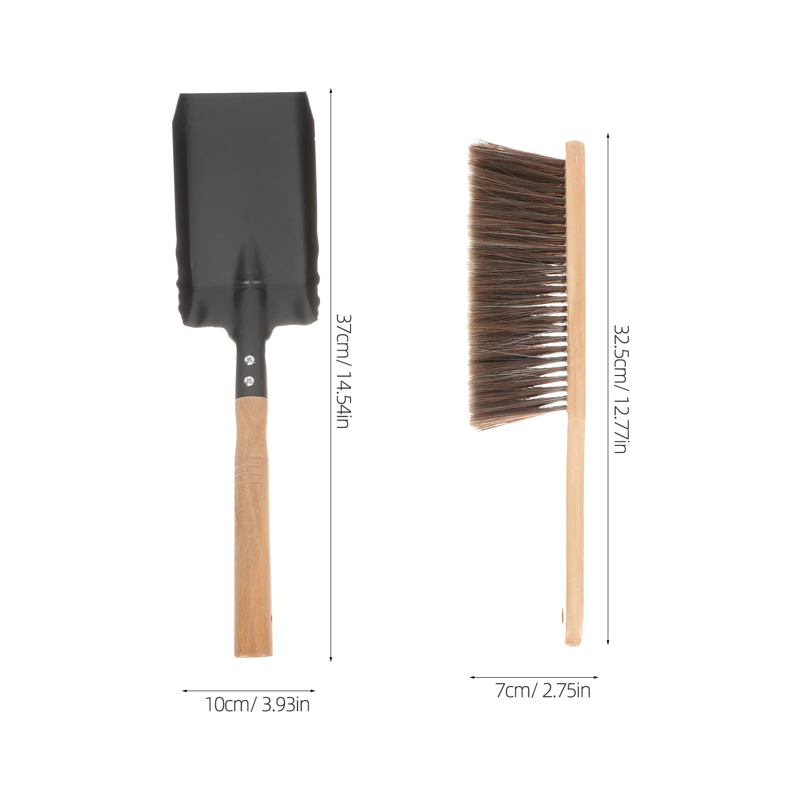 1 ensemble 1 outils de nettoyage de cheminée manche en bois brosse à poussière ensemble de pelle pour salon cuisine voiture canapé fer léger