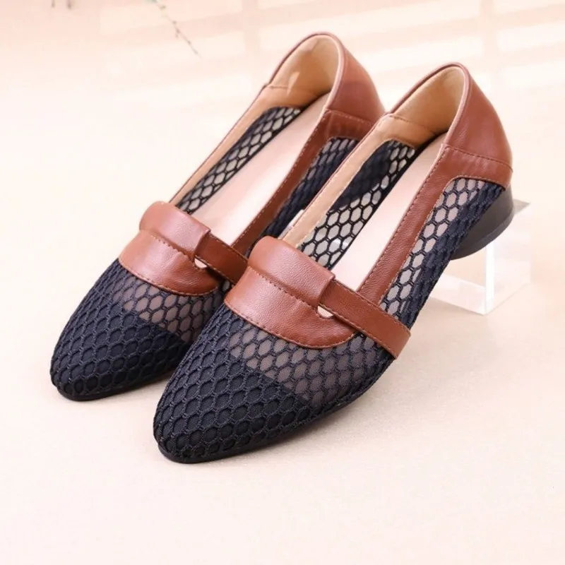 المرأة حذا فردي للسيدات عصرية عادية أشار تو كعب منخفض مسطح تنفس شبكة عدم الانزلاق حذا فردي للسيدات 2025 حذاء مسطح شعبي #3