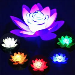 Artifical Floating Lotus Flower Lamp Solar Powered Night Light LED Energy Saving Lotus Lamp Garden Pool Pond Fountain Decoratio