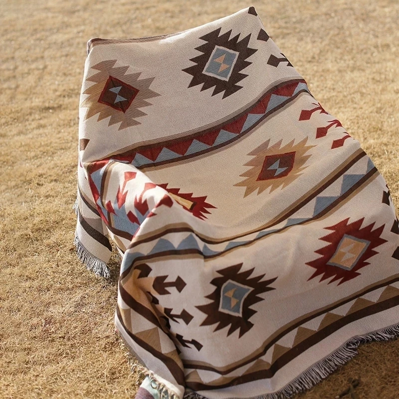 Plaid Blankets Bohemian Throw Blanket Camping For Bed Sofa Cover Indian Towel Picnic Travel Mat Bedspread Rug Outdoor Tapestry