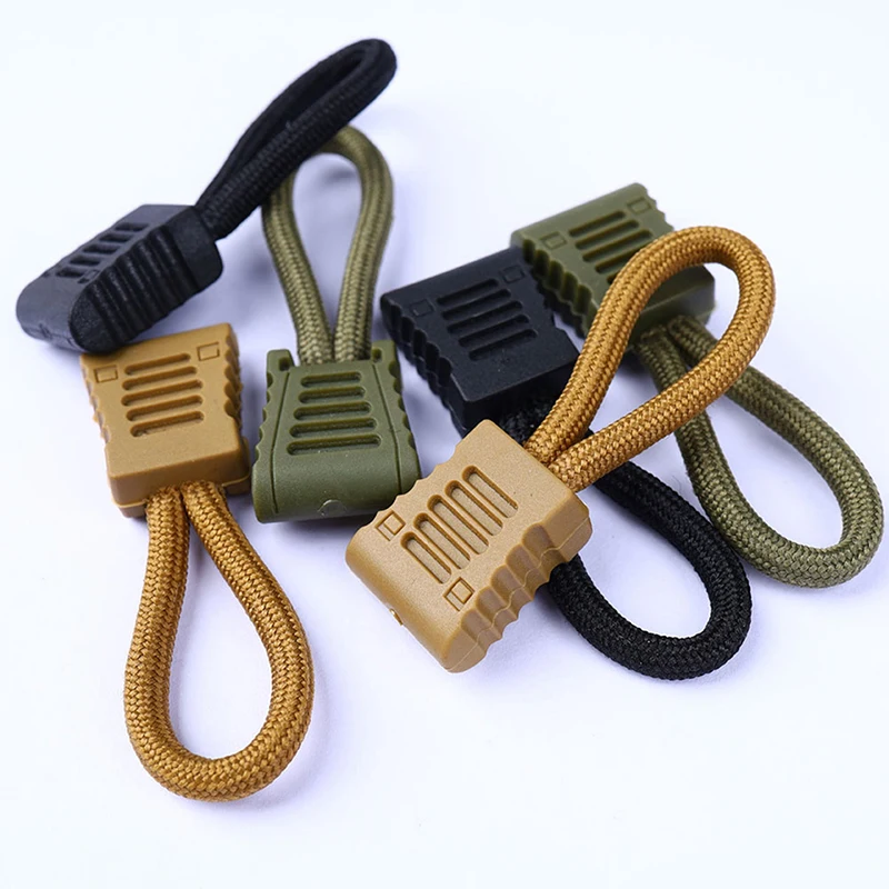 10pcs Replacement Clip Zipper Pull Puller End Fit Rope Tag Fixer Zip Cord Tab Buckle Travel Bag Suitcase Backpack Outdoor Tools