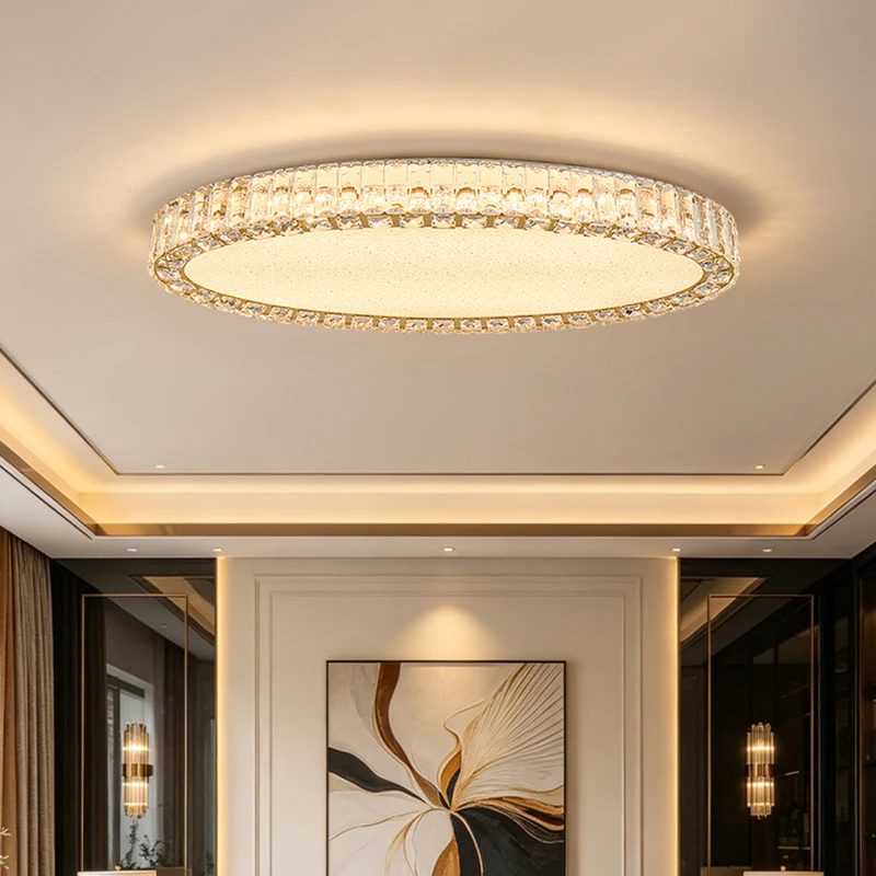 K9 Crystal Ceiling Light Flush Mount Dimmable 3 Color Remote LED Modern Minimalist Luxury for Living Dining Room Bedroom Kitchen
