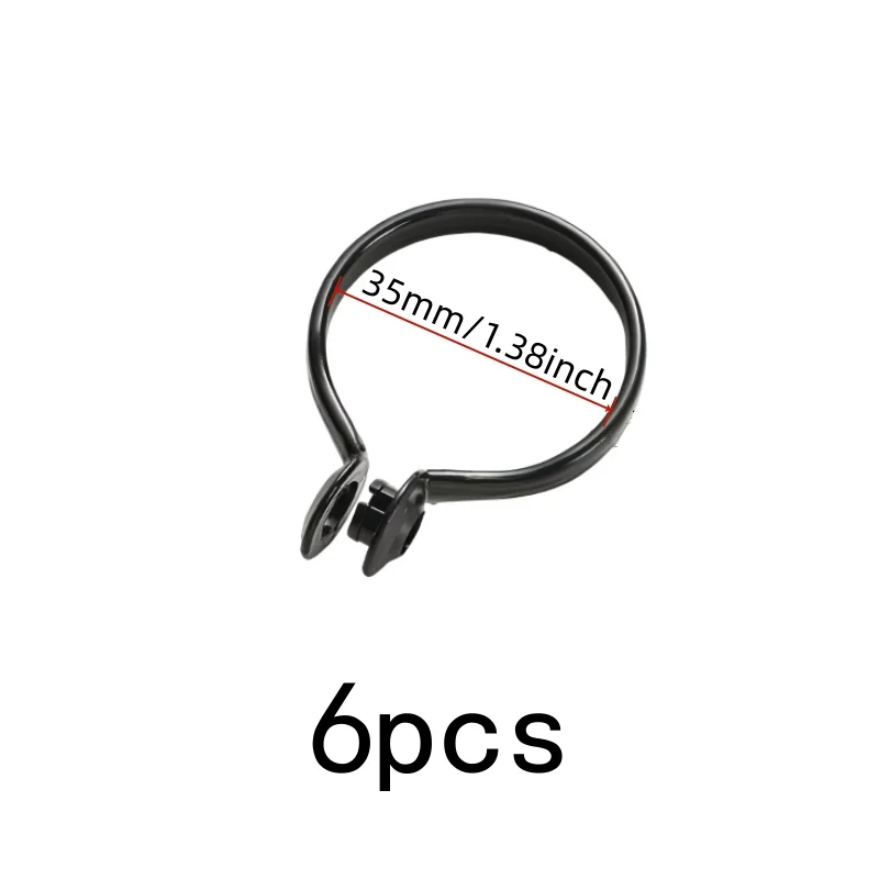 6 pcs Durable Black Material 35mm Snap-On Shower Rings, great for Easy Curtain Changing, Smooth Sliding Plastic, Black
