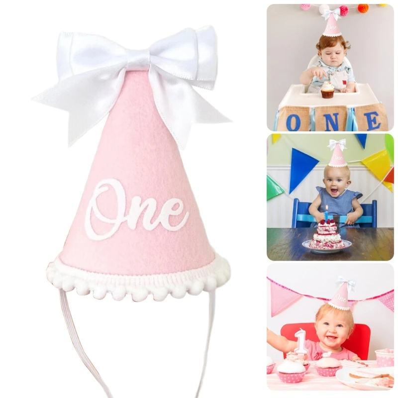 

W3JF Infant Fabric Birthday Hat Festival Celebration Headwear Caps with Lovely Bowknot Detailing for Toddler