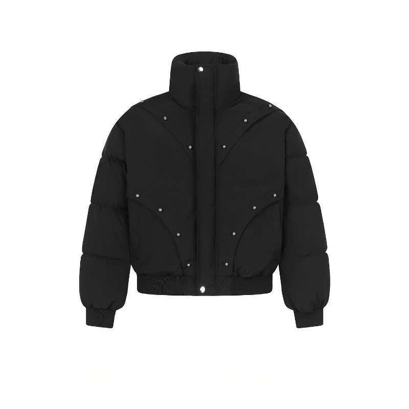 Men Women 2025 Winter New Couple's Warm Parkas Fashion Beaded Design Thickened Stand Collar Jackets Solid Color Handsome Parkas