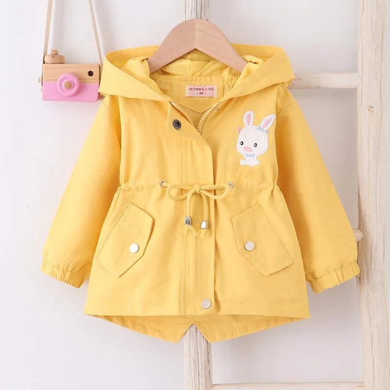 Girls Windbreaker Jacket Autumn Long Sleeve Fashion Lace Trench Coats Children Solid Outerwear Girl Toddler Costume For 1-7Years