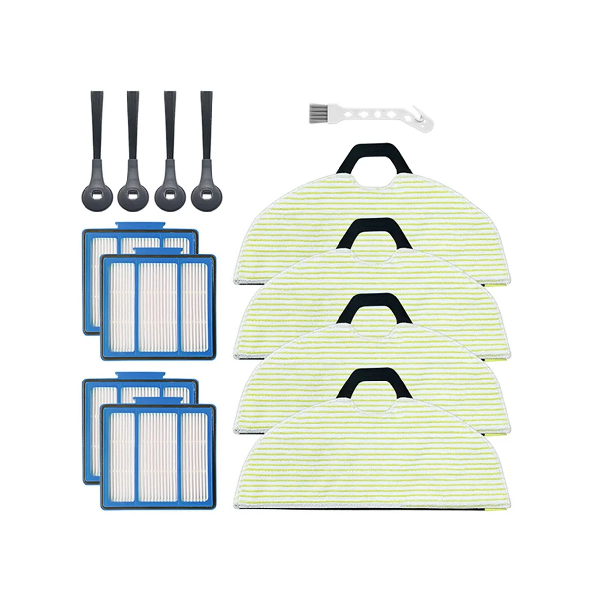 Replacement HEPA Filter Screen /Mop Cloth /Side Brush Kits for Shark RV2001WD Robot Vacuum Accessories