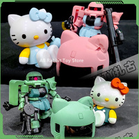 Hello Kitty SD SDCS EX Assembly Model Green Zaku 2 Xiaya Red Zagu II Kitty Cat KT Set Movable Joints Robot Mecha Kits Models Toy