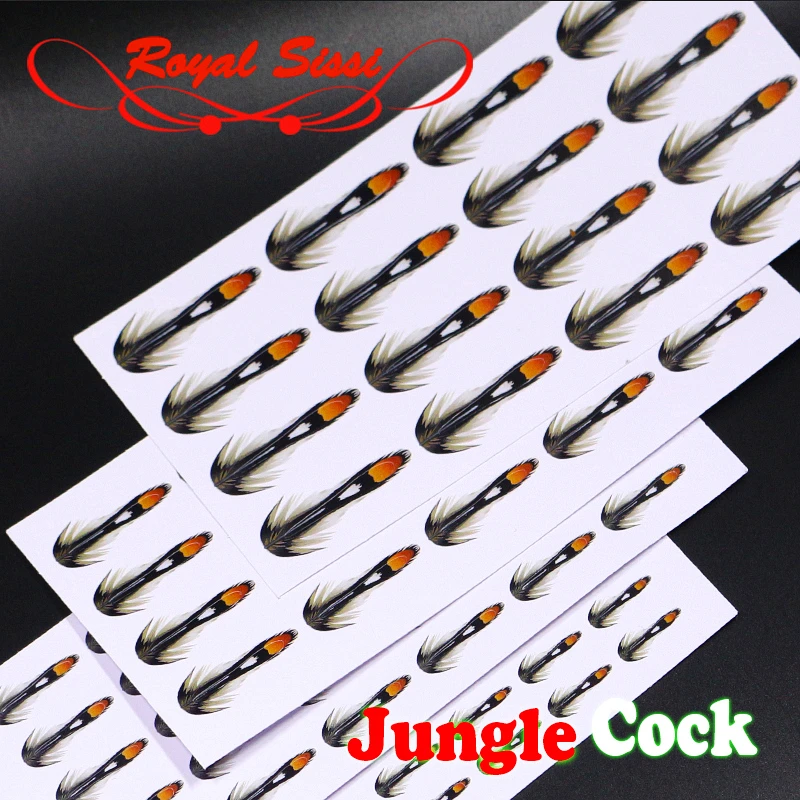 New developed 2sheets classic jungle cock eye sheet 4optional sizes synthetic jungle cock feathers for wet trout flies&buzzers