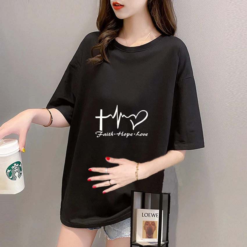 

Heartbeat Love Cartoon Fashion Printed Pregnant T Shirt Girl Maternity Short Sleeve Pregnancy Shirt Mom Clothes Women Add Your