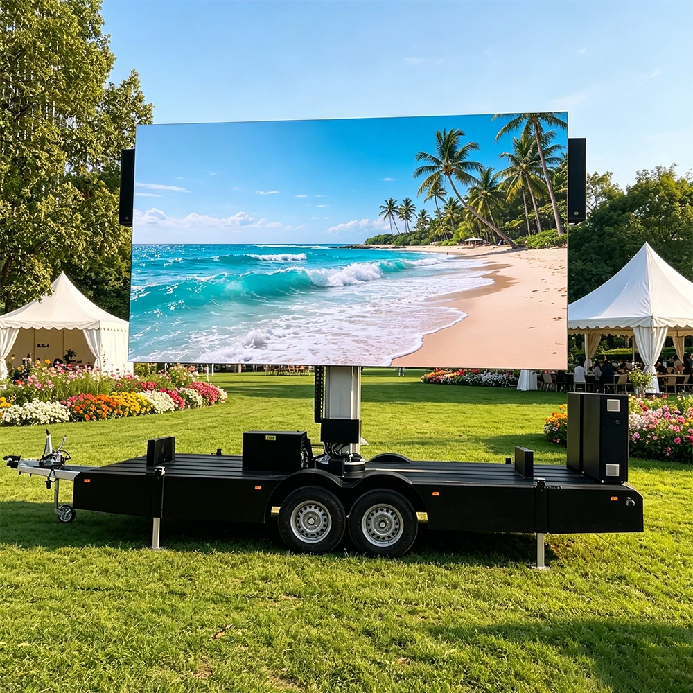 Outdoor Advertising LED Screen Trailer Mobile Portable High Resolution IP65 SDK Digital Poster 5mm Pixel Pitch