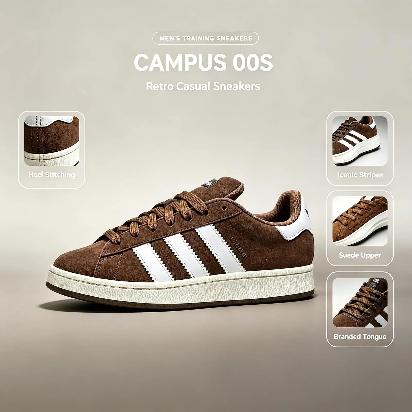 Originals Adidas CAMPUS 00S GY6433 Abrasion Resistant Lightweight Low Top Skateboard Shoes Unisex Brown Sneakers