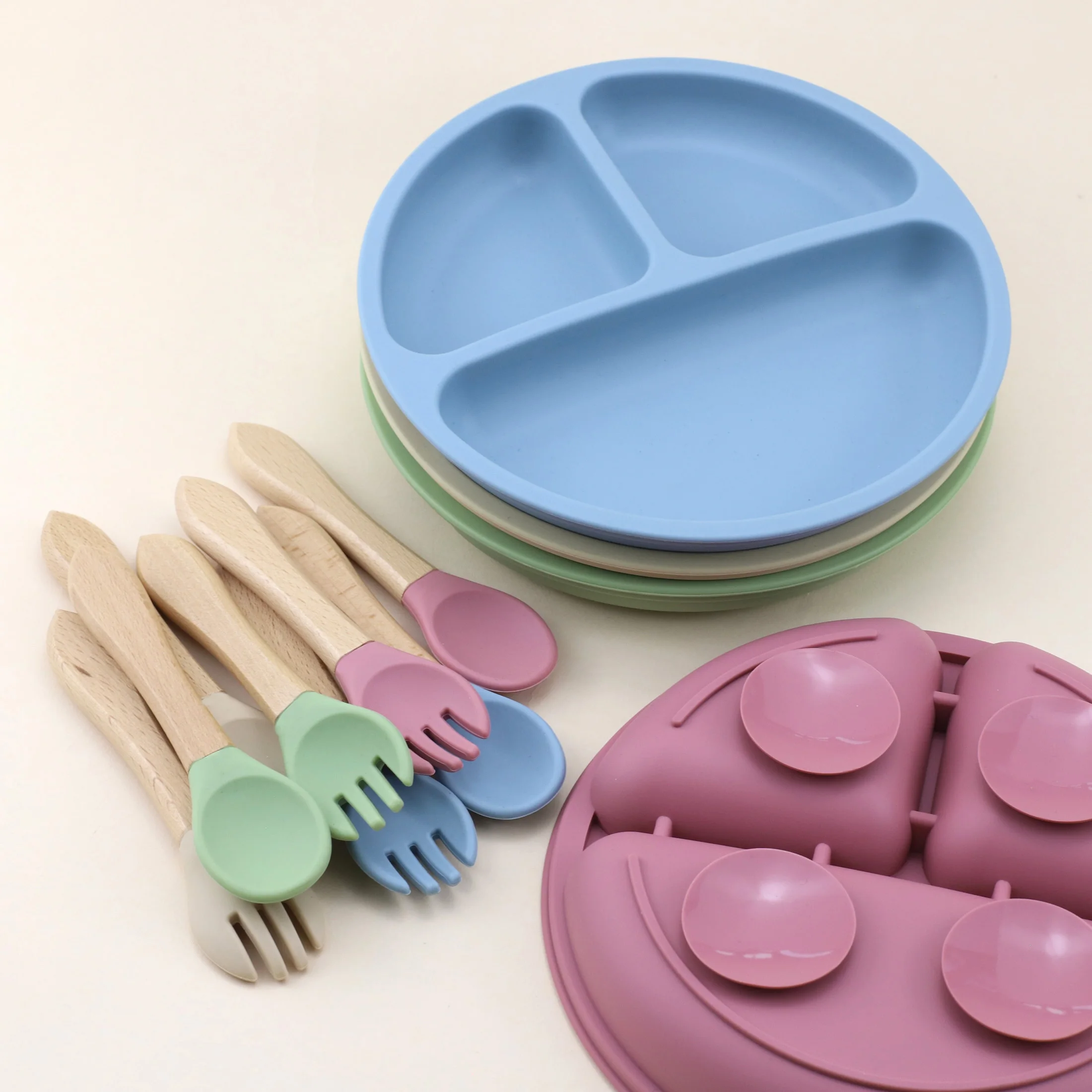 Plato de silicona de grado ali - Baby Food Utensils Set reseña y precio