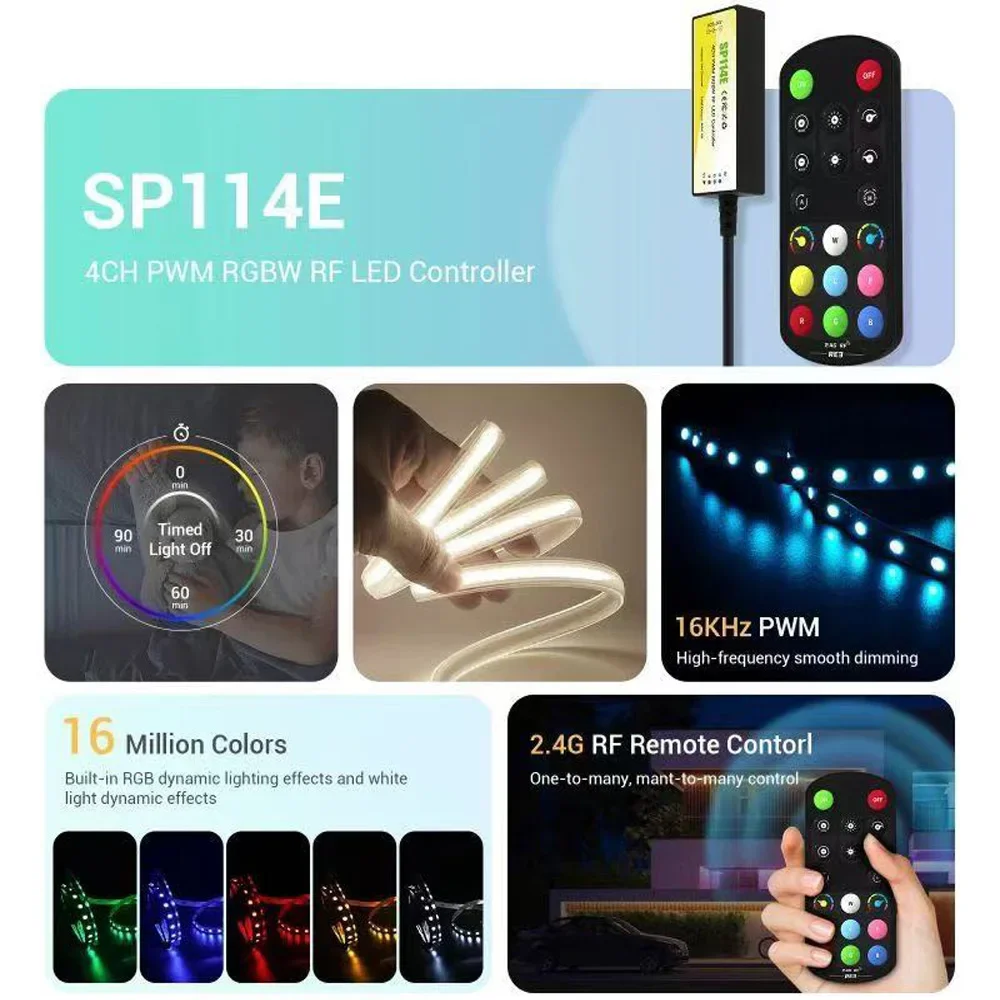 DC5V-24V 6A 2.4G remote control RF controller for CW CCT RGB RGBW RGBCCT SMD 3528 5050 5630 COB LED Strip module