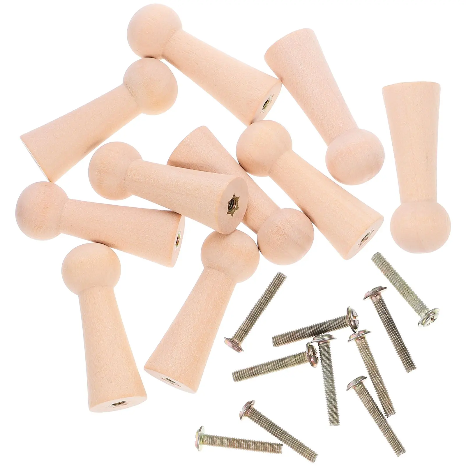 

10 Pcs Wooden Ball Hooks Solid Wood DIY Creative Hanger Smooth Surface For Jackets Coats Hats Scarves Towels Bags Great Home