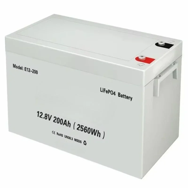 E12--200 12.8V 200AH 2560wh LiFePO4 Lithium Solar Battery with LCD Display BLE BMS Communication Optional