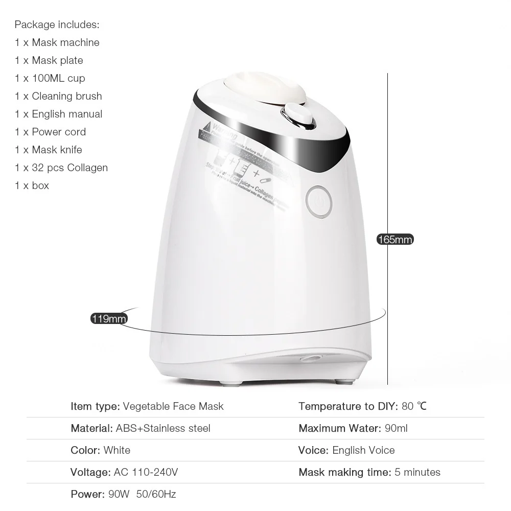 Appareil de fabrication automatique de masque facial, machine de traitement et soins du visage, pour faire des masques à base de fruits et légumes, collagène naturel, pour usage domestique et salon de beauté