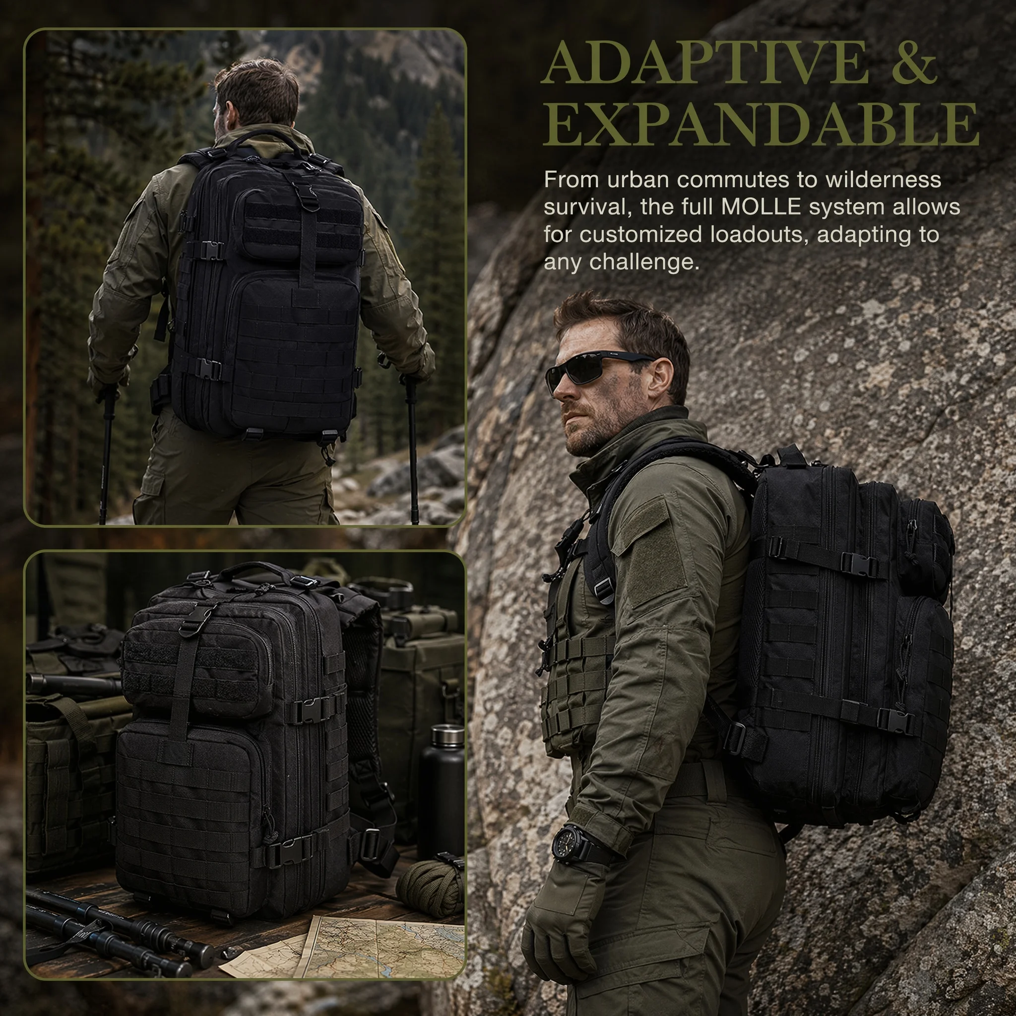 Classic Tactical Backpack With Large Capacity For Hiking And Travel_voghion.com