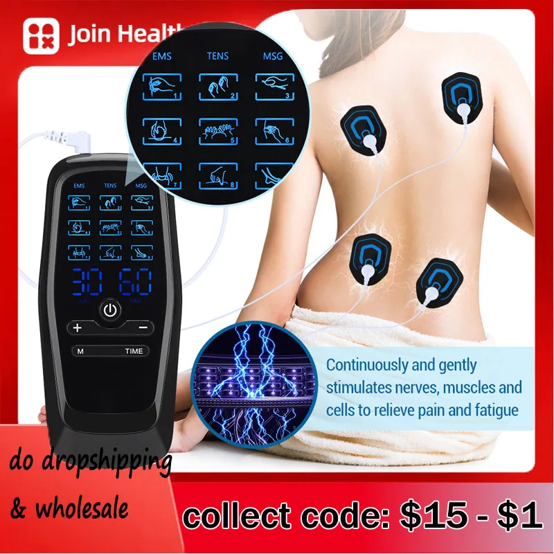 

EMS TENS Стимулятор мышц Электрический акупунктурный массажер для тела Цифровой электростимулятор с портативным устройством для похудения и расслабления