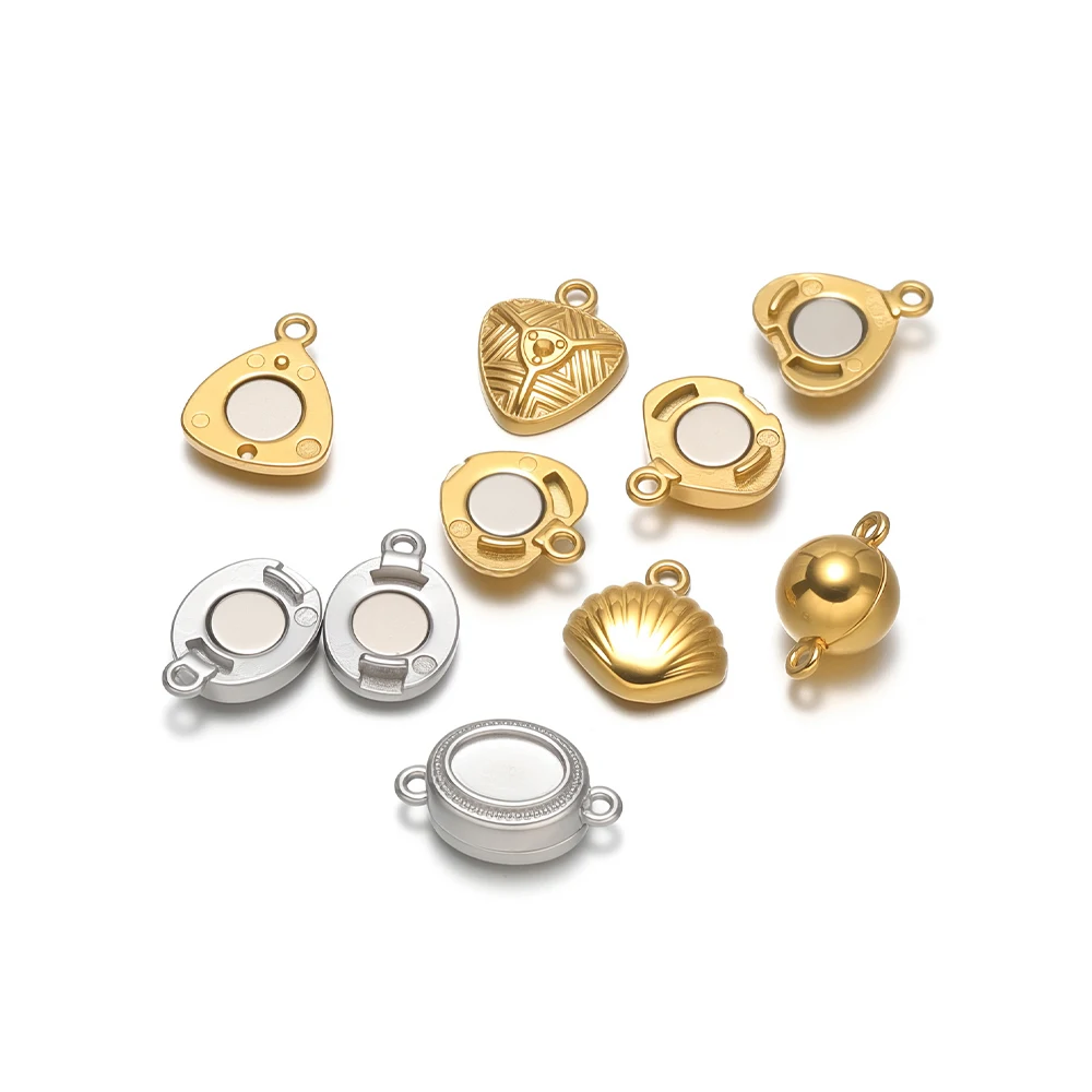 2 Sets magnetische Schnappverschlüsse aus Edelstahl, Halsketten-Verbindungsstücke für DIY-Schmuckherstellung, Damen-Armband-Zubehör – Detail 3