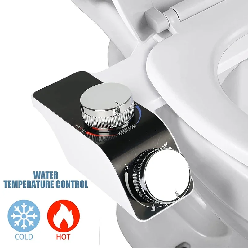 

Bidet Toilet Seat Attachment Non-Electric Self-Cleaning Dual Nozzles Wash Hot Cold Mixer Water Lady Bathroom Accessories Sprayer
