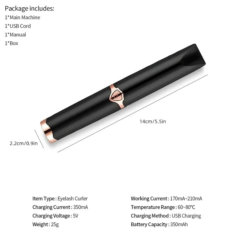 Elektryczna zalotka do rzęs z szerokim kątem widzenia, zapewniająca trwałe podkręcenie, bezramkowa, podgrzewana, szybkie nagrzewanie, ładowanie USB.