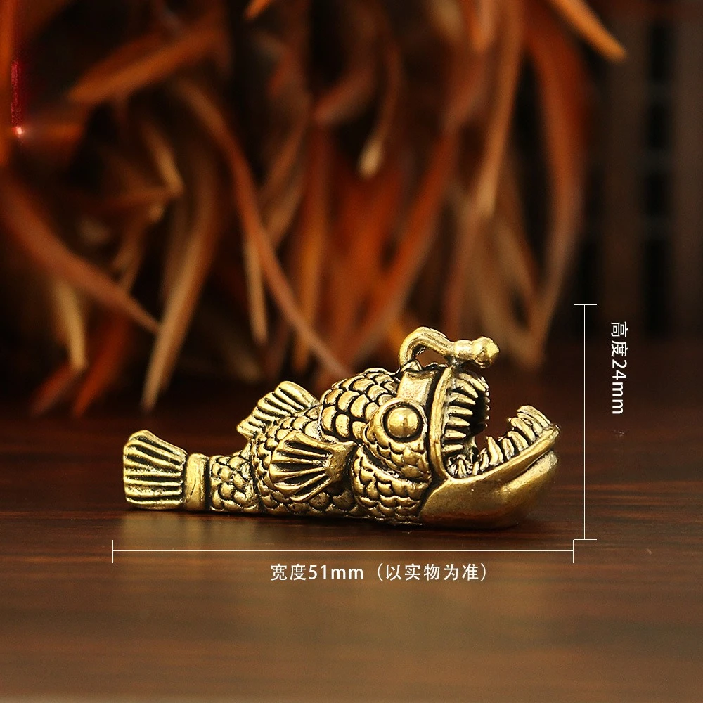 Brass Ocean Anglerfish Watching Fishes Sea Animals Model Fishbowl Decoration Action Figures Education Miniatures Kids Toys