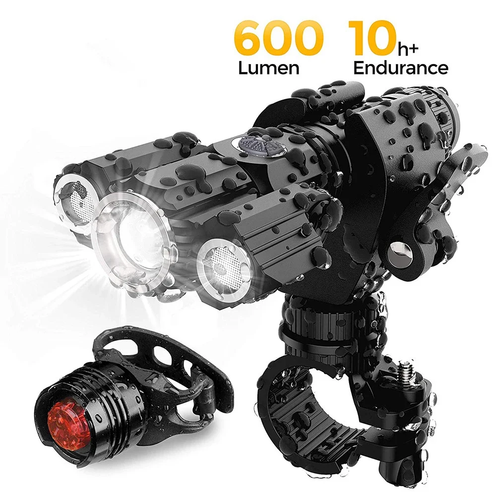 

Mountain/Speed Bike Light Front 600 Lumens Bicycle Light Power Bank LED Waterproof USB Rechargeable Cycling Light with Tailight