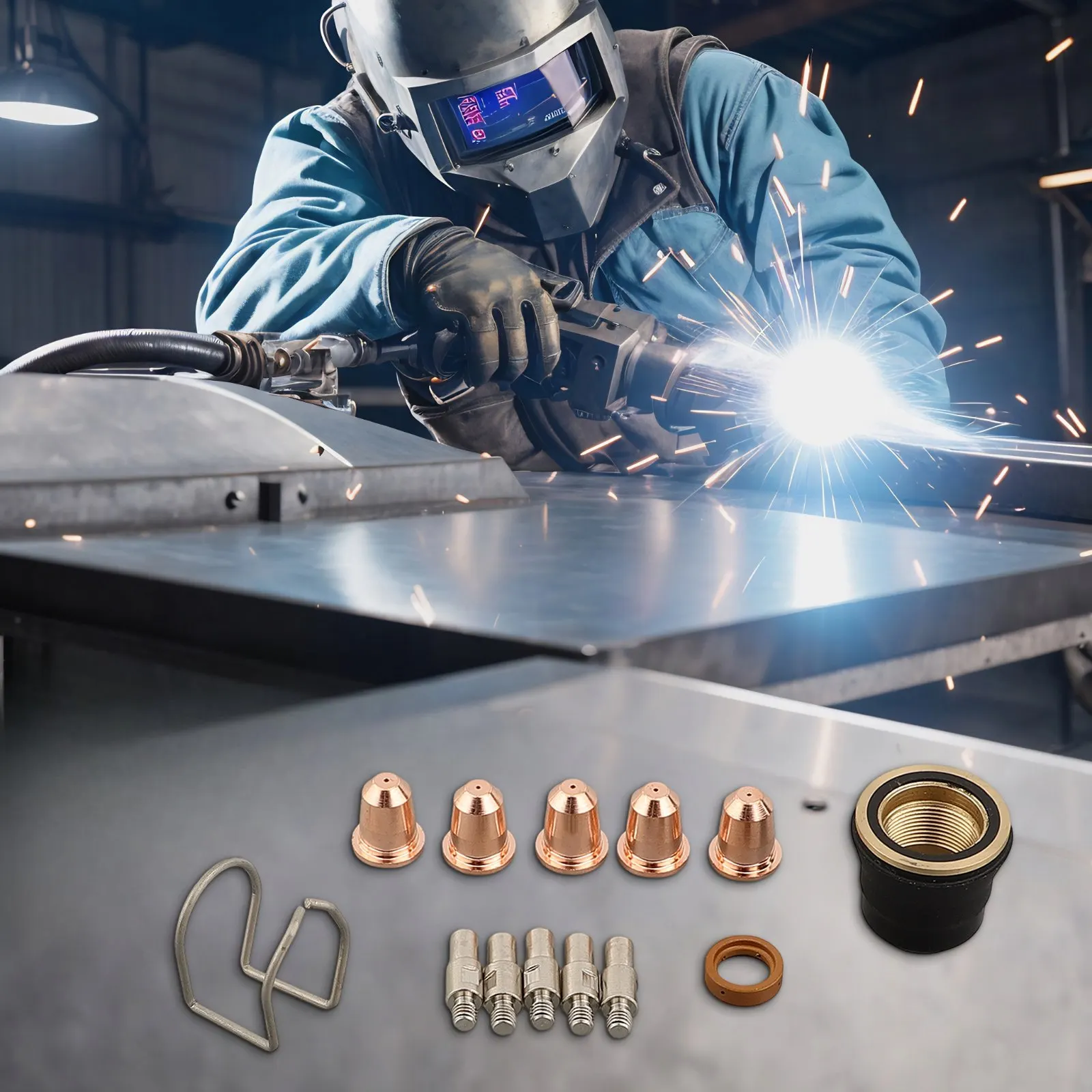 

Plasma Cutter Torch Electrode PD0116-08 Replacement S25/S45 Tips Kit Tool Kit 1Set Consumable Fitting Workshop