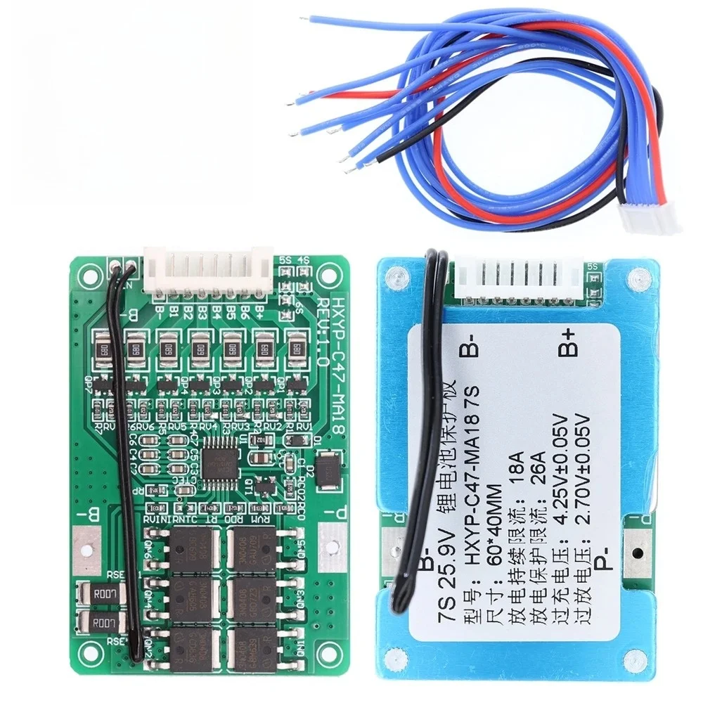 4S/5S/6S/7S BMS 16.8V 21V 20A 18650 Li-ion Lmo Ternary Lithium Battery Charger Protection Board Balance And Temperature Protect