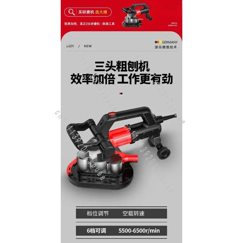3-head Grinding Machine, Concrete Cement Floor Grinder, Floor Polishing Machine with Built-in Dust Suction