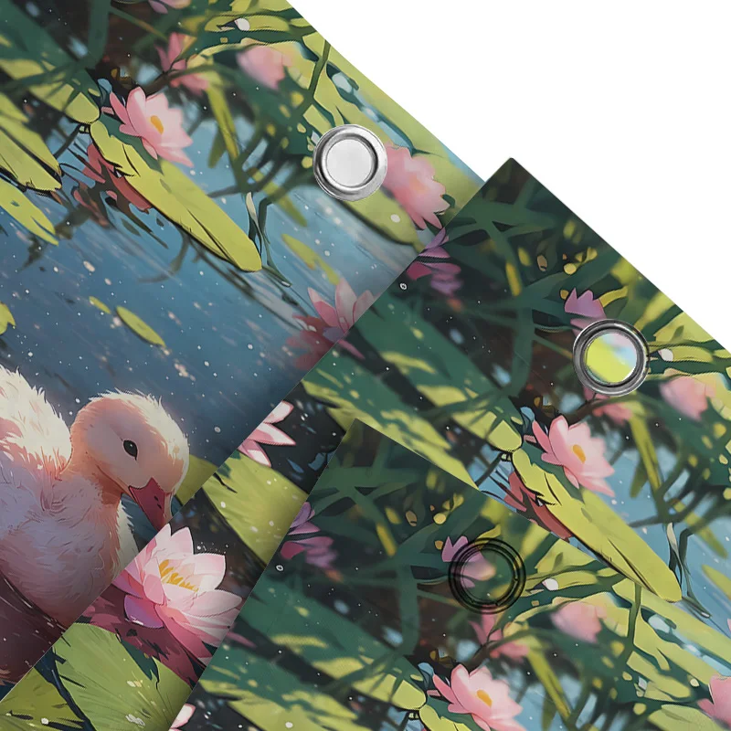 

Дизайн пруда «Утка в лотосе», водонепроницаемая занавеска для душа, термостойкая, можно стирать в машине, непрозрачная, 180x180 см