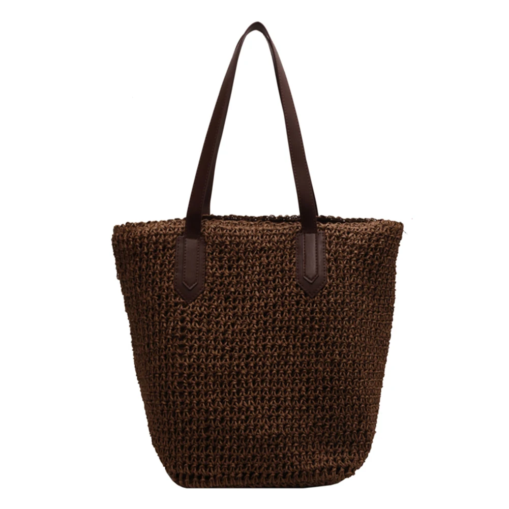 

Women Shouder Bag Solid Straw Handbag Bohemian Woven Underarm Bag Summer Beach Large Crochet Tote Bag Shopping Bags