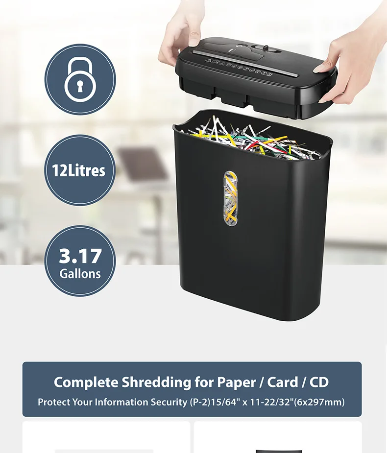 Shredder office 12L large capacity electric small strip 2 grade 8 sheets of shredded paper