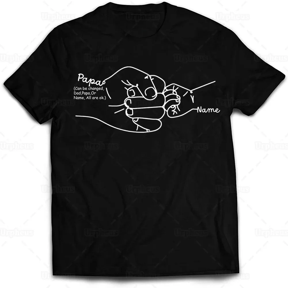 Hand Drawn Daddy Child Fist Bump Fathers Day Shirt Custom Dad Shirt Personalized Tshirt Grandpa Graphic Funny Cute T-Shirt