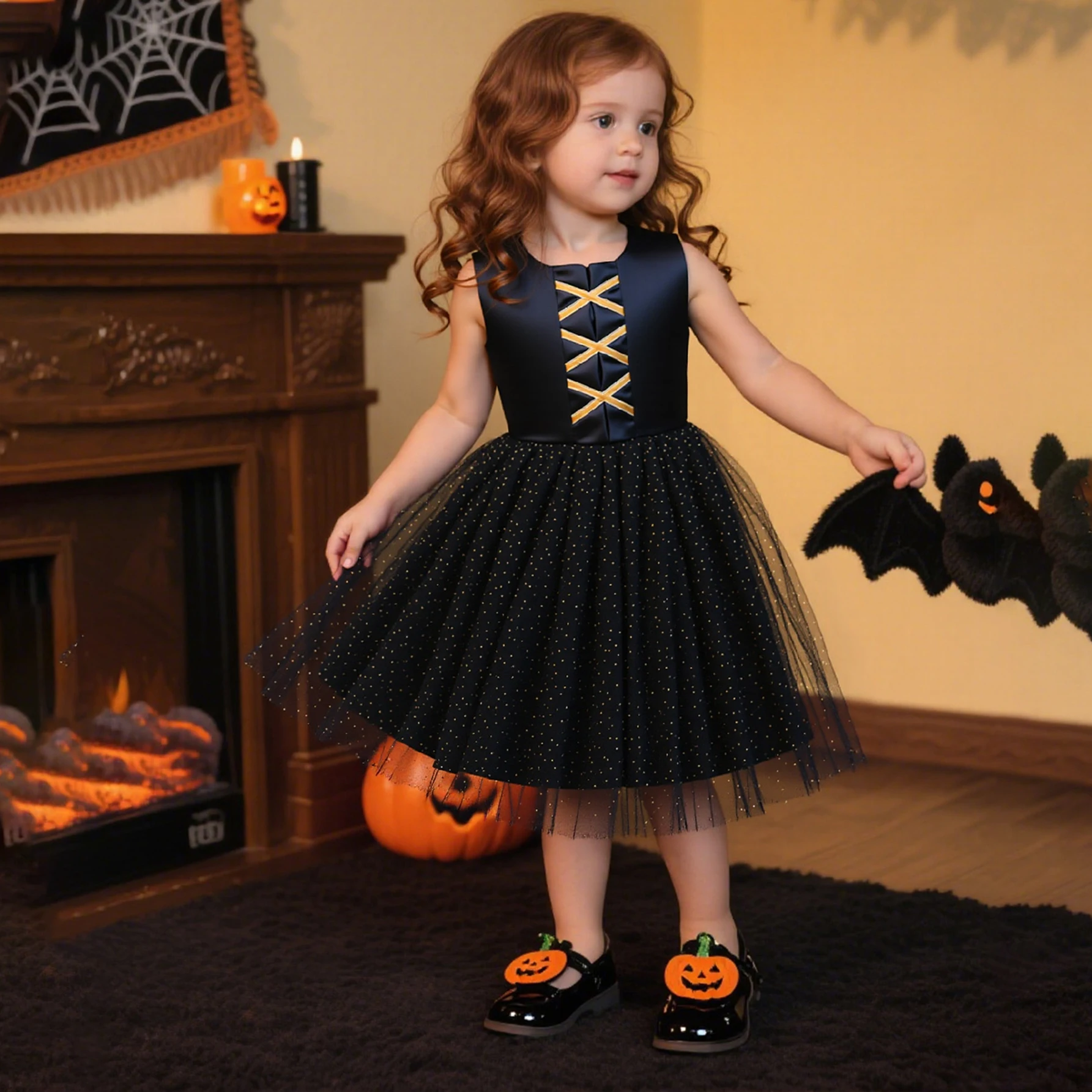 

Black Tulle Halloween Cosplay Costumes for Baby Girls Carnival Christmas Costumes Baby Bow Birthday Party Prom Dress Kids Clothe