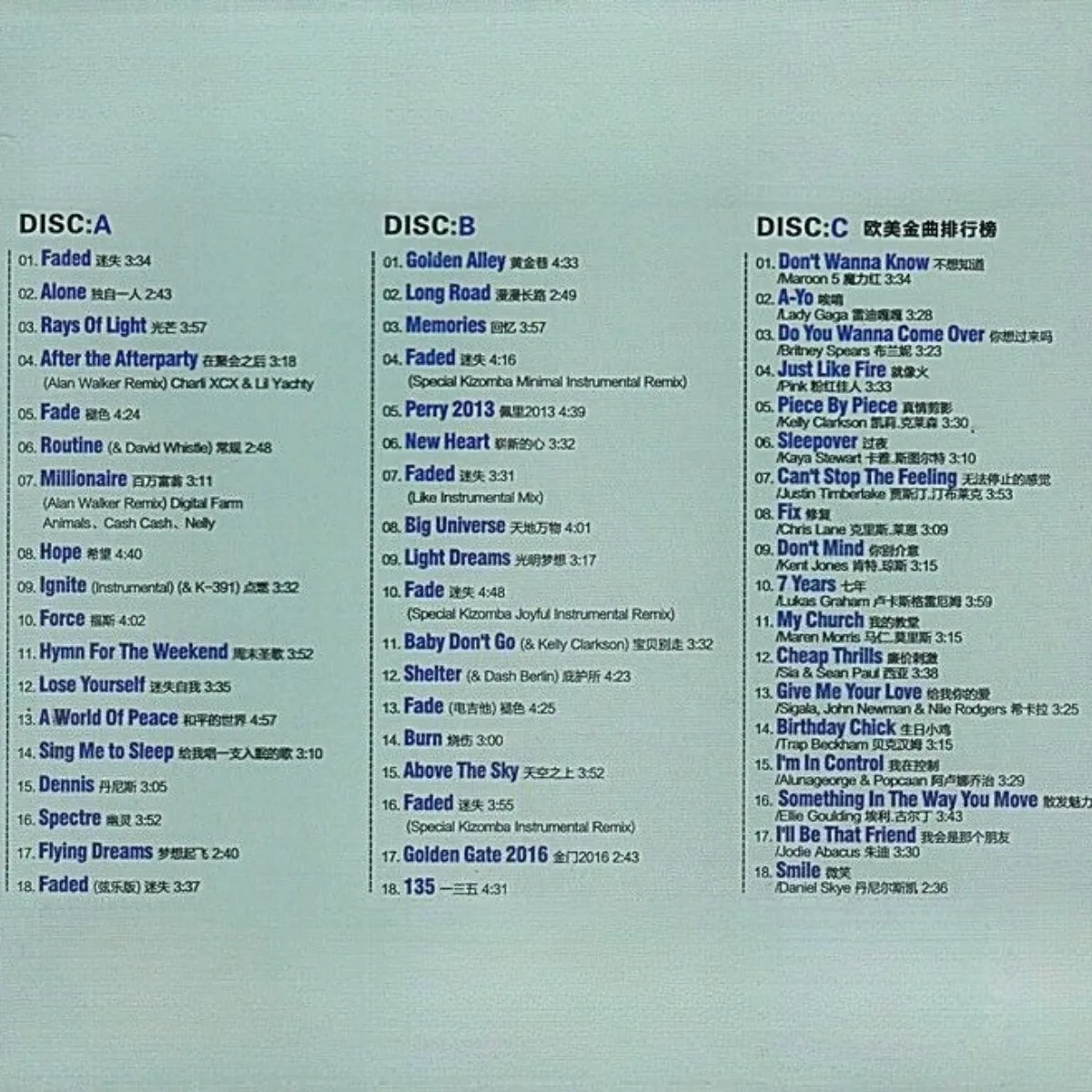 Alan Walker 3CD Records Western English Electronic DJ Dance Music Car Audio Discs for EDM Fans Home Party & on-road Listening