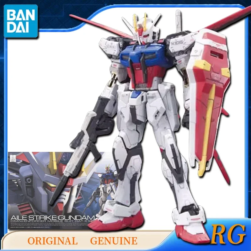 Bandai Original Genuine RG AILE STRIKE GUNDAM Anime Action Figures Toys for Boys Girls Kids Gift Collectible Model Ornaments