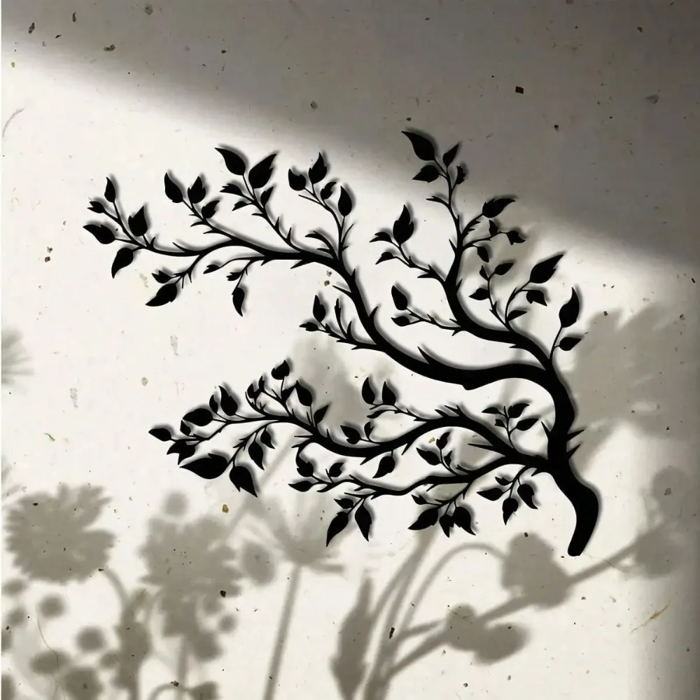 Metal Tree Wall Art Iron Hanging Sculpture Twisted Branch Design Home Garden Balcony Decor Artistic Iron Wall Ornament 15.75x12.