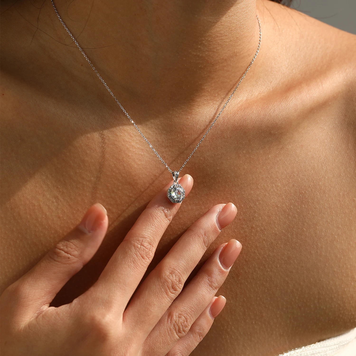 MODIAN 925 Sterling Silver Retro Octagon Clear CZ Stud Earrings & Pendant Necklace & Rings For Women Fine Jewelry Sets