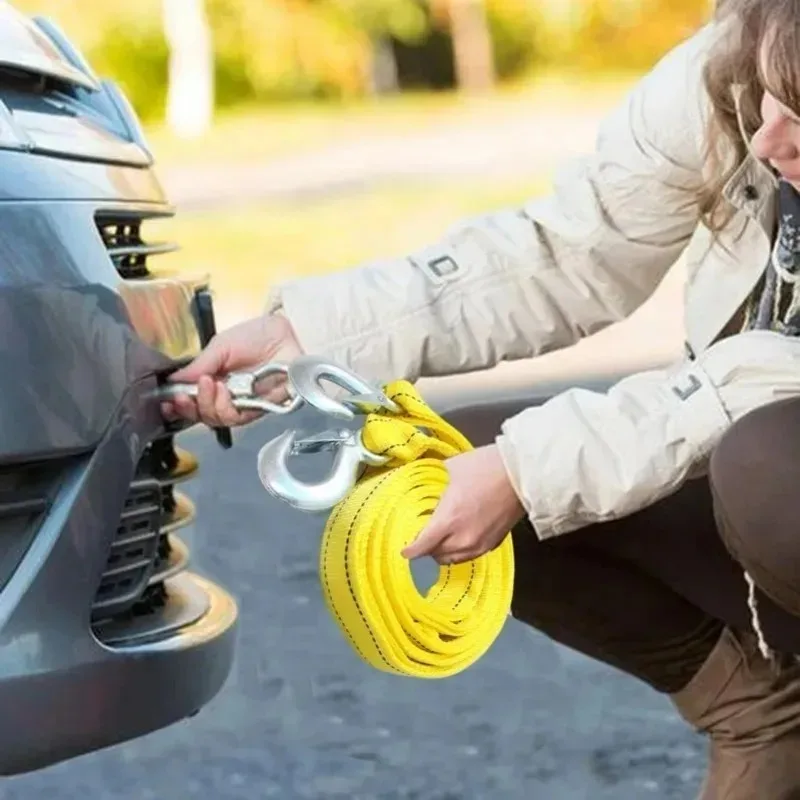 Nylon Car Tow Rope, Heavy - Duty Towing Pull Strap with Hooks, Recovery & Fixing Rope, Auto Part