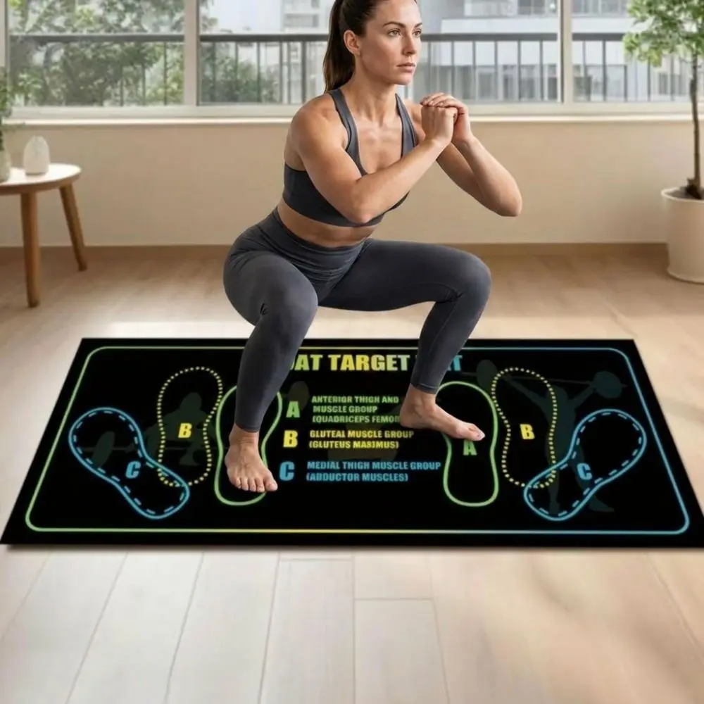 Non-slip Workout Target Mat Diatom Mud Easy Clean Exercise Floor Mat Wear Resistant Soft Elastic Deep Knee Bend Mat Yoga Fitness
