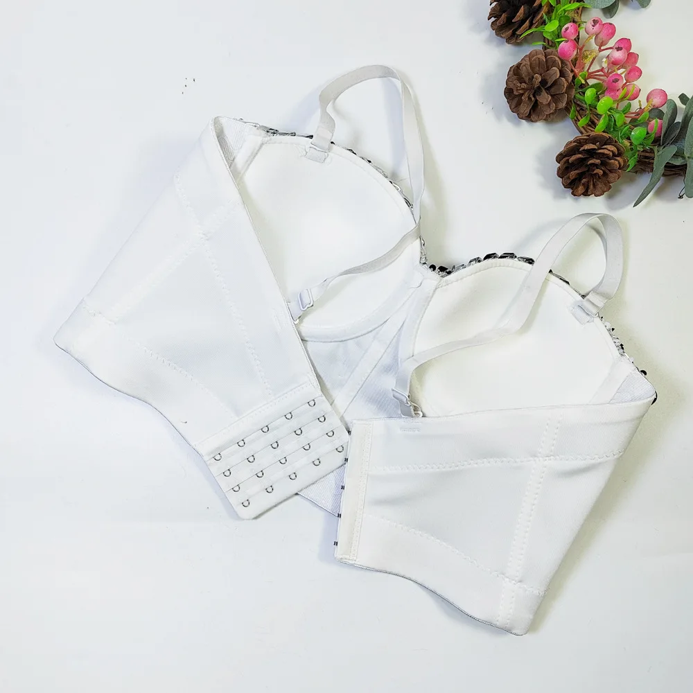 Spicy Girl Fishbone Strapless Top High-End Fish Scale Design Beautiful Back Underwear One-Piece Fixed Cup Strapless Vest