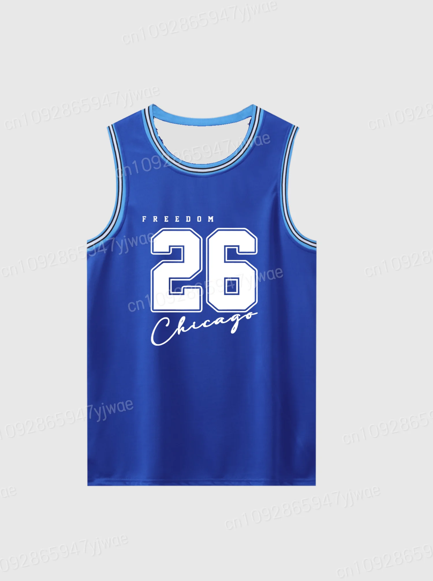 mans FREEDOM No.26 Print Striped Round Neck Casual Tank Top men Basketball Jersey vest Boyfriend Style sport basketball vest