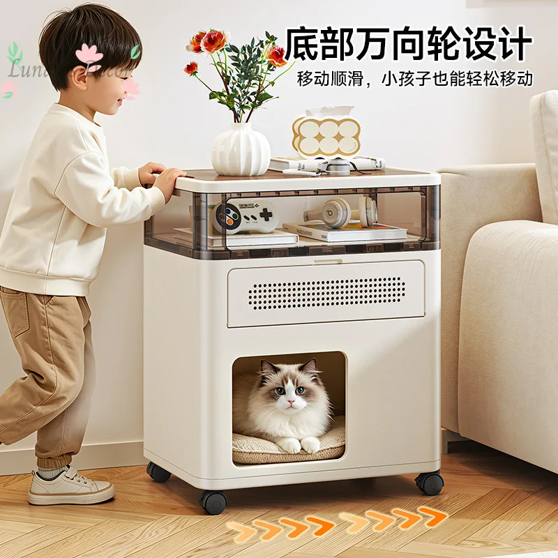 Multifunctional pet bedside table integrated cabinet household mobile storage bedside cabinet bedroom pet shared pet furniture