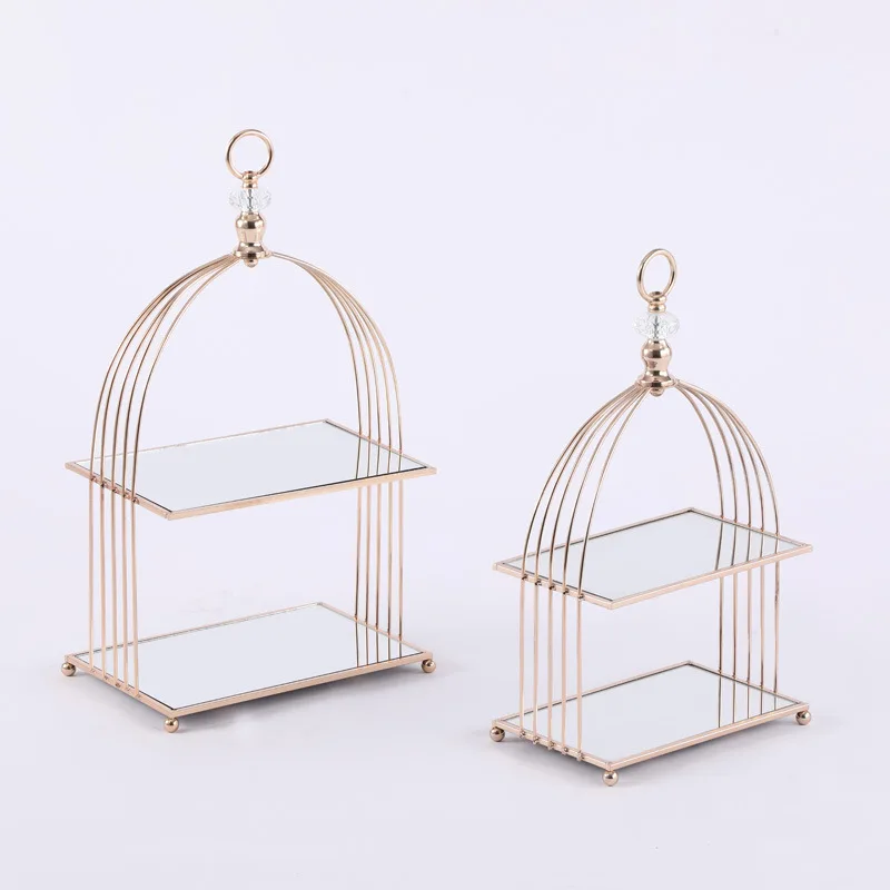 Two-layer cosmetics storage rack Supermarket display rack Afternoon tea Cold food Dessert Hotel cake rack European style