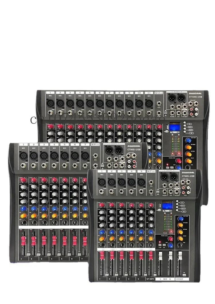 Professional 12 Channel Sound Audio Console Mixer DSP Effector Stage Controller Mesa De Som Digital DJ Audio Mixer